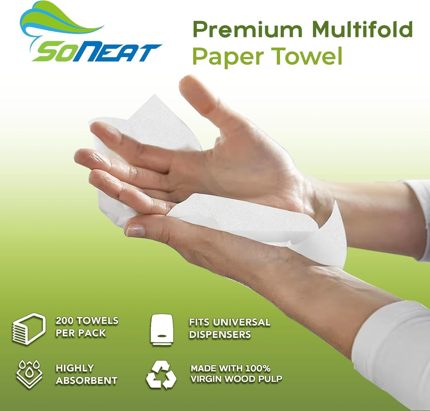 Trifold Paper Towels - 2400 Sheets Multifold Disposable Paper Hand Towels for Bathroom, Commercial, Household, Hand Paper Towels for Bathroom Dispenser, 12 Packs (200 Count/Pack)