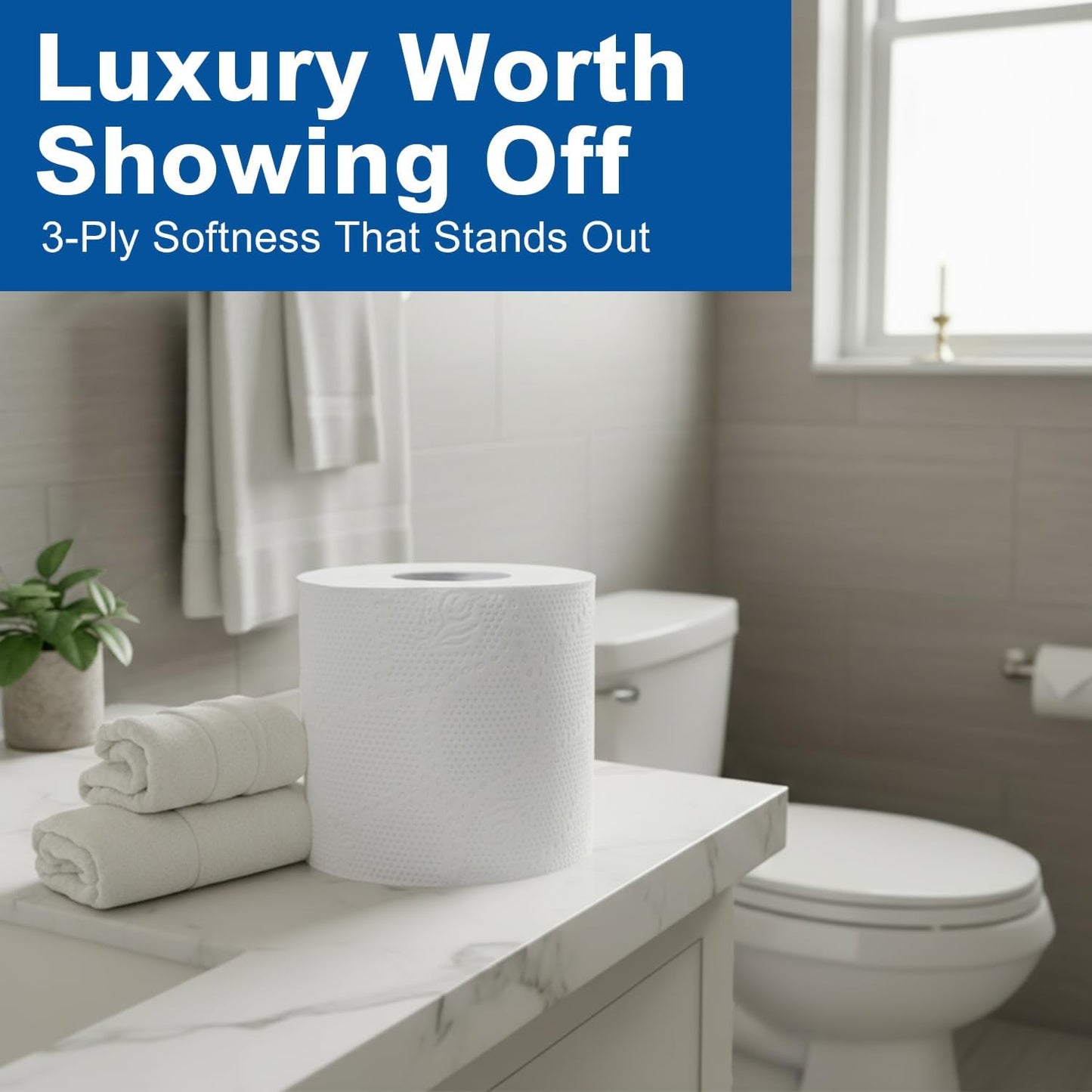 Premium 3-Ply Toilet Paper – 30 Rolls Ultra Soft, Strong, Septic-Safe Commercial Toilet Paer | Super Absorbent Bath Tissue | Ideal for Commercial, Home & RV Use