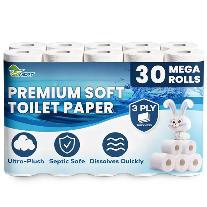 3-Ply Toilet Paper – 30 Rolls