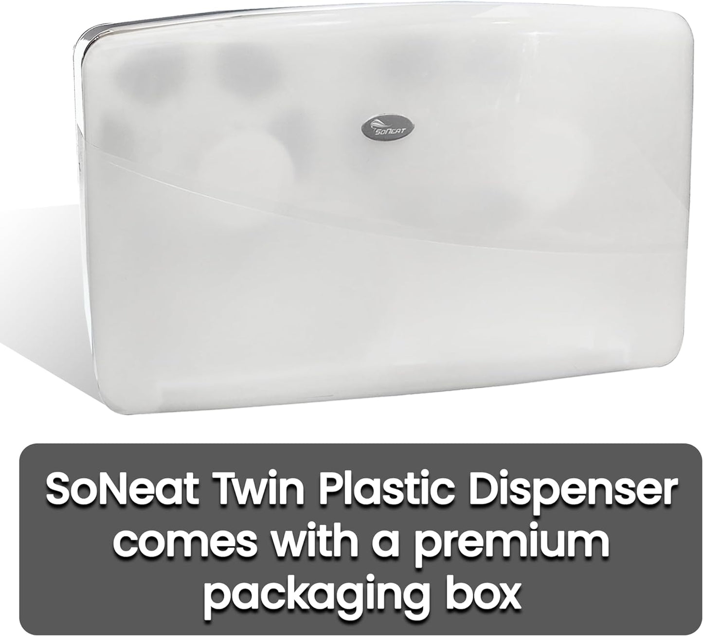 SoNeat Jumbo Roll Toilet Paper Holder - Twin Plastic Toilet Paper Storage, Space-Saving & Wall Mounted Tissue Dispenser for Commercial & Public Restrooms, Holds 2 Jumbo Roll Toilet Paper, White