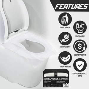 Disposable Toilet Seat Covers - 2000 Sheets of XL Half-Fold Flushable Paper Toilet Seat Cover for Commercial and Public Restrooms, Full Coverage Toilet Seat Liners, 8 Packs of 250