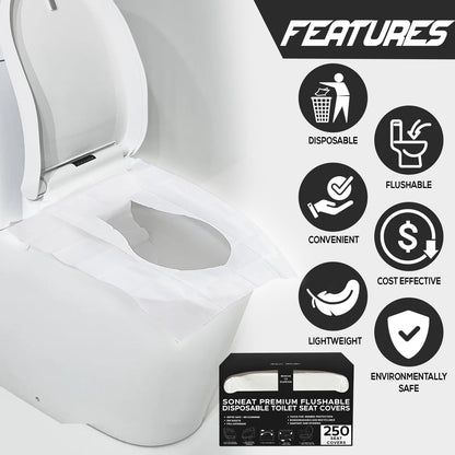 Disposable Toilet Seat Covers - 1000 Sheets of XL Half-Fold Flushable Paper Toilet Seat Cover for Commercial and Public Restrooms, Full Coverage Toilet Seat Liners, 4 Packs of 250