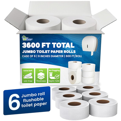 3-Ply Jumbo Rolls - 6 Pack