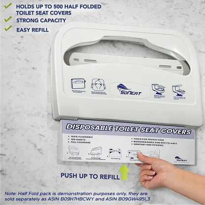 SoNeat Half-Fold Toilet Seat Cover and ABS Plastic Dispenser Set - 200 CT XL Flushable Disposable Toilet Seat Cover Pack for Commercial, and Travel Accessories, 2 Pack, Regular