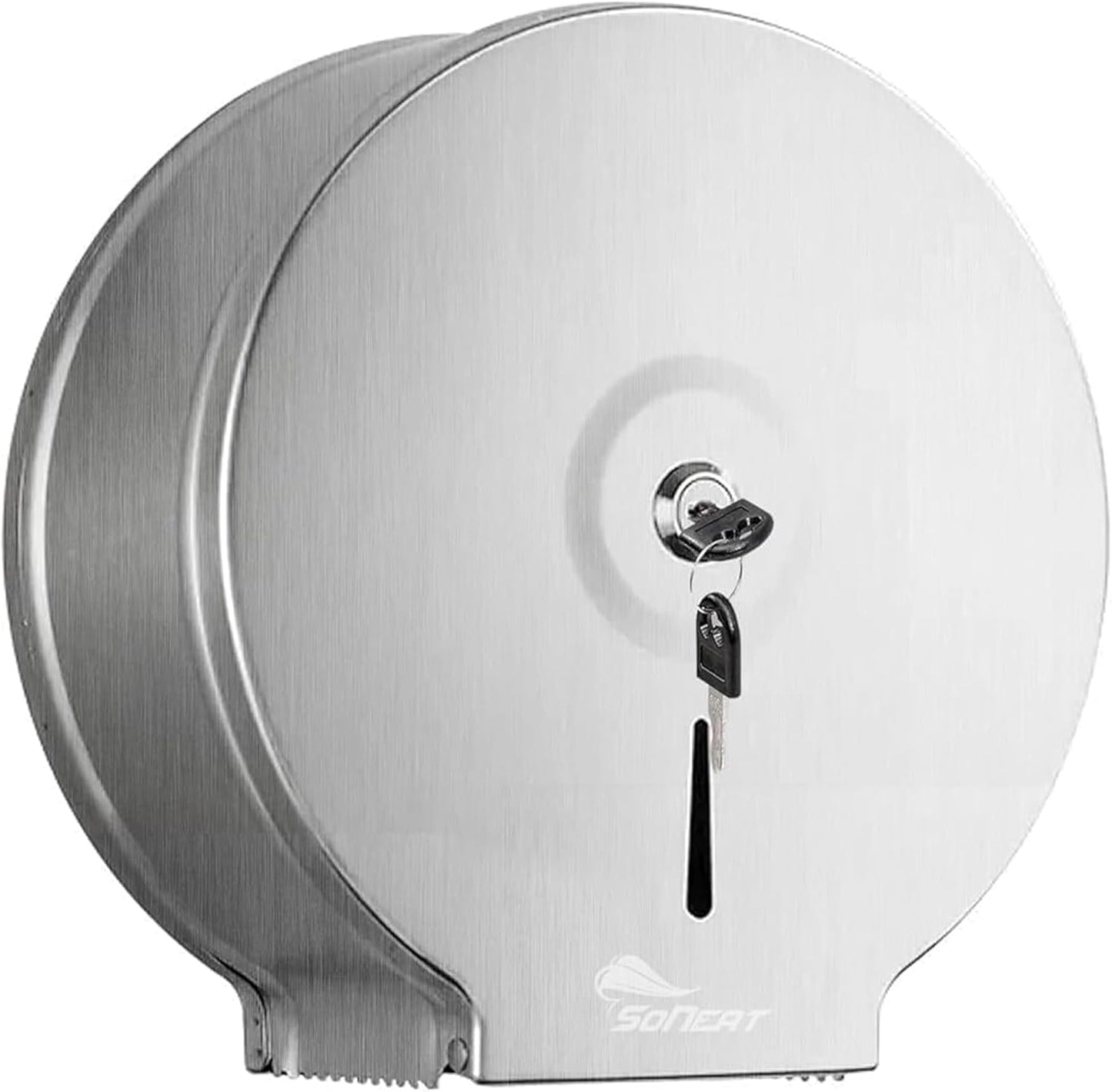 SoNeat Jumbo Roll Toilet Paper Dispenser - Heavy Duty 304-Grade Stainless Steel Toilet Paper Holder Wallmount for Commercial & Public Restrooms, Space-Saving Bathroom Accessories with Lock Key