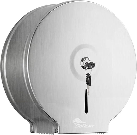 SoNeat Jumbo Roll Toilet Paper Dispenser - Heavy Duty 304-Grade Stainless Steel Toilet Paper Holder Wallmount for Commercial & Public Restrooms, Space-Saving Bathroom Accessories with Lock Key