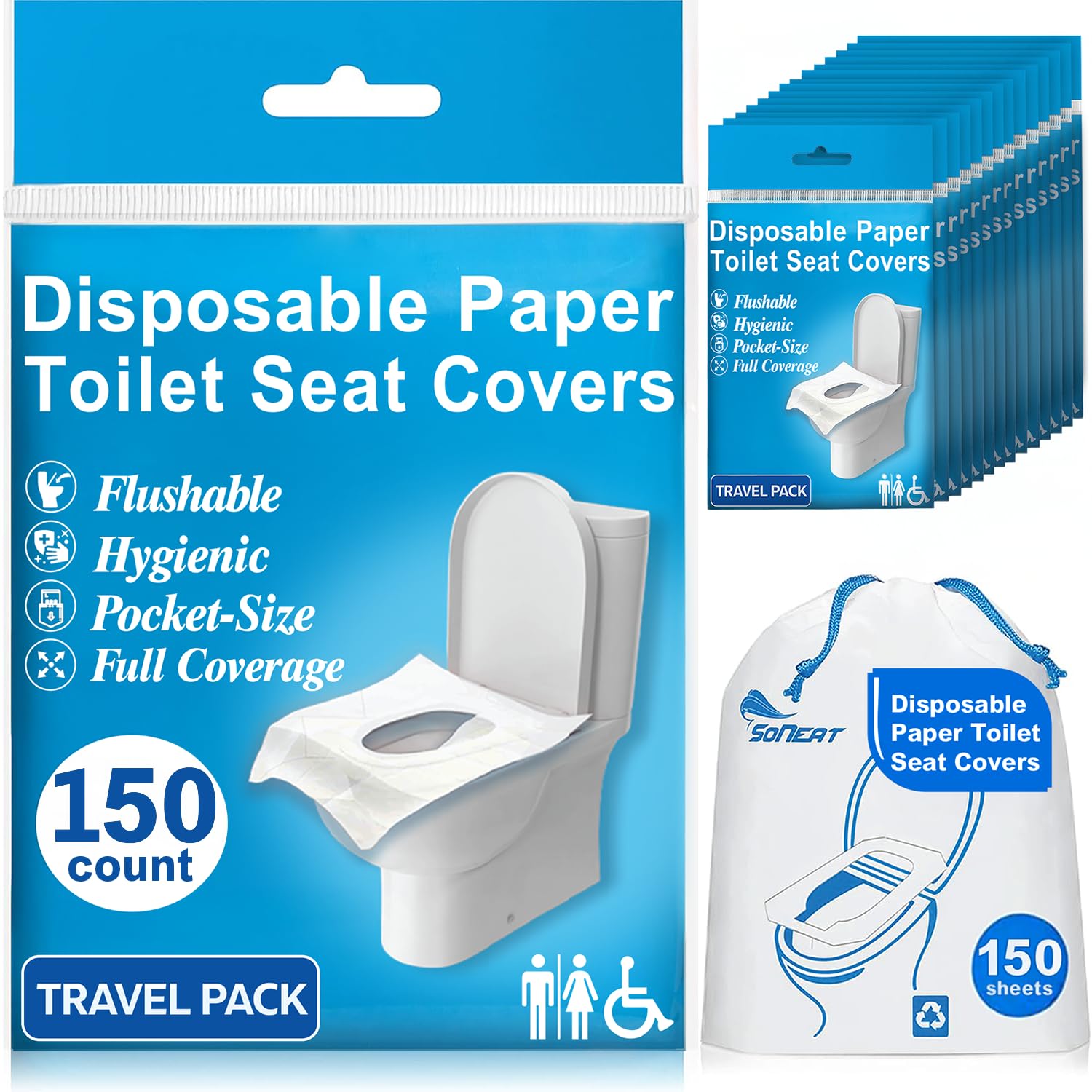 150 Disposable XL Toilet Seat Covers