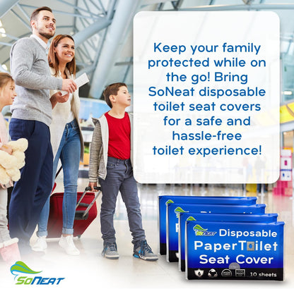 SoNeat Thick Disposable Toilet Seat Covers for Travel - 40 Sheets of XL Covers Disposable Flushable Travel Toilet Seat Cover, Toilet Seat Covers Disposable Kids Adults, Disposable Toilet Seat Cover