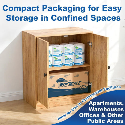 2-Ply Toilet Paper Bulk Pack - 80 Individually Wrapped Rolls, 500 Sheets Per Roll, Soft & Strong Bathroom Tissue, Recycled Paper for Home & Commercial Use, Made in USA