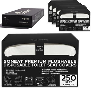 Disposable Toilet Seat Covers - 1000 Sheets of XL Half-Fold Flushable Paper Toilet Seat Cover for Commercial and Public Restrooms, Full Coverage Toilet Seat Liners, 4 Packs of 250