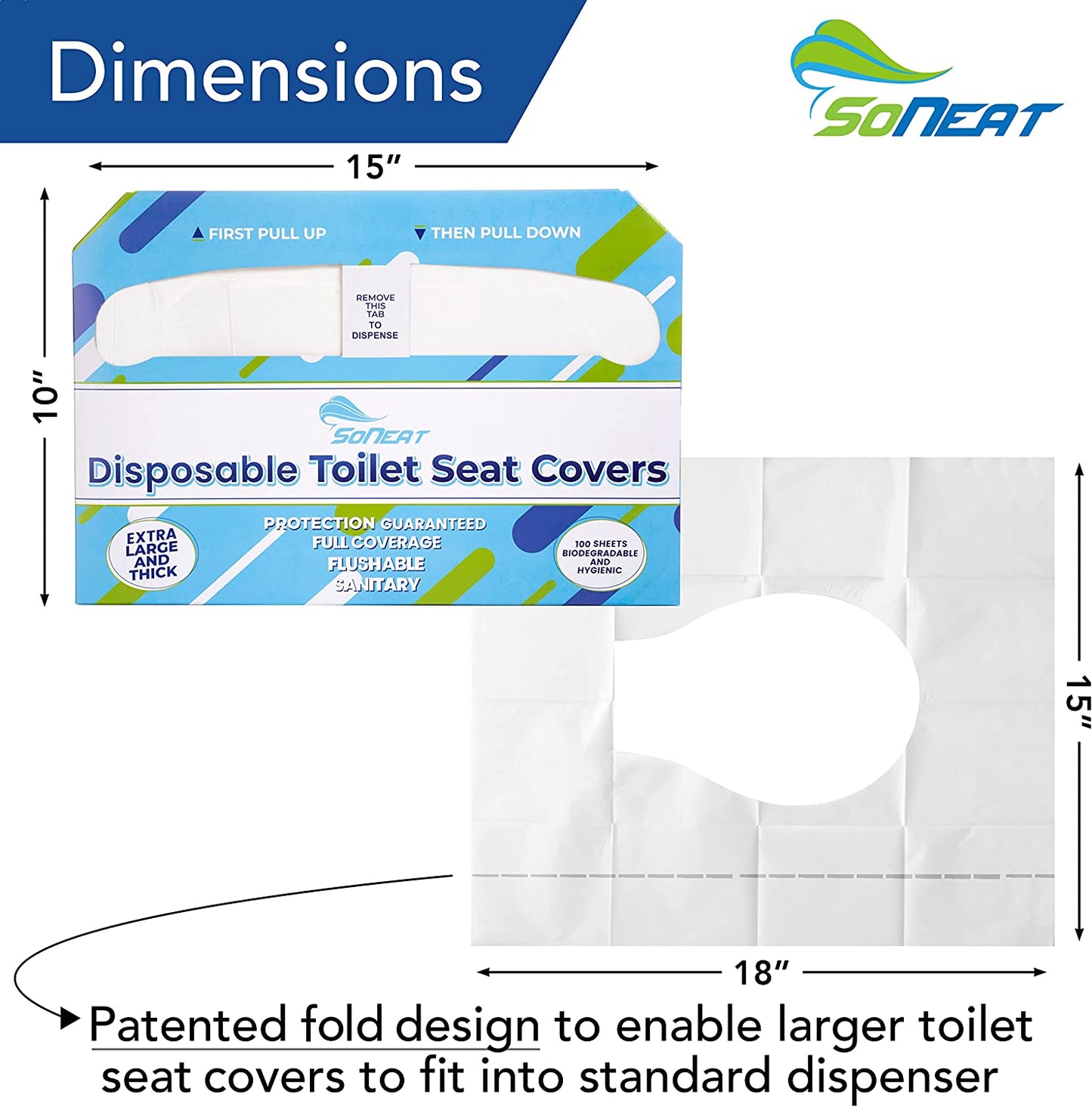 SoNeat Half-Fold Toilet Seat Cover and Dispenser Set - 200 CT XL Flushable Disposable Toilet Seat Cover Pack for Commercial, and Travel Accessories, 2 Pack, Colorful