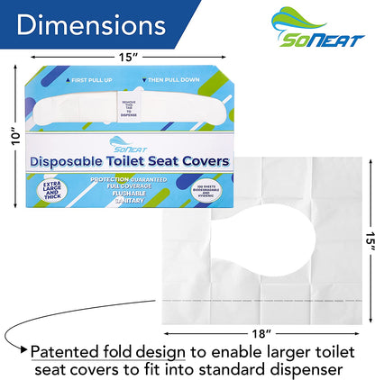 SoNeat Half-Fold Toilet Seat Cover and Dispenser Set - 200 CT XL Flushable Disposable Toilet Seat Cover Pack for Commercial, and Travel Accessories, 2 Pack, Colorful