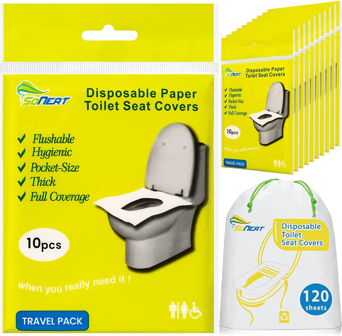 Disposable toilet seat covers - XL (120 Sheets)