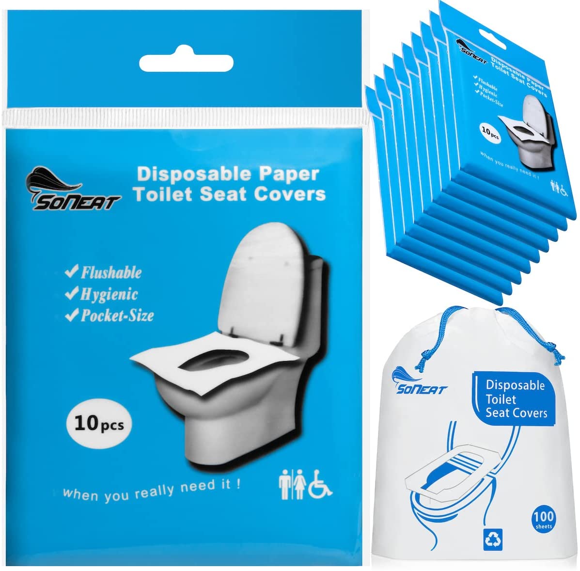 100 Disposable XL Toilet Seat Covers