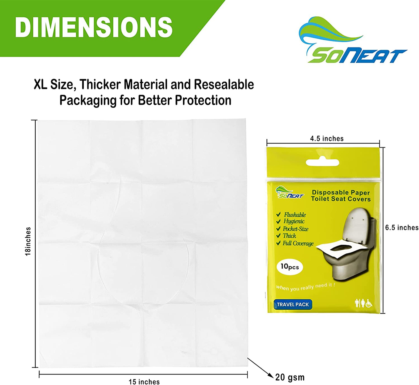 Disposable toilet seat covers - XL (120 Sheets)