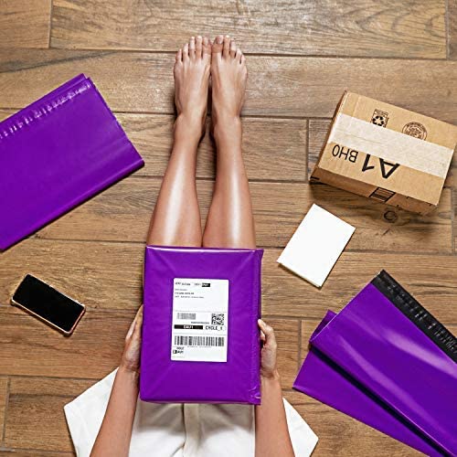 SoNeat Poly Mailers 14.5 x 19 Medium Size Shipping Bags 50 Pack Self Seal Mailing Envelops for Clothing, Accessories and Documents - Purple