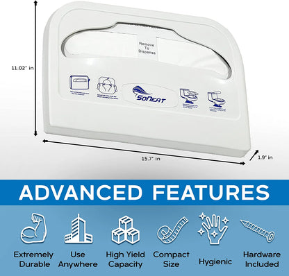 SoNeat Toilet Seat Cover Dispenser - Wall Mount Plastic Dispenser for Disposable Half Fold Toilet Seat Liner - Heavy Duty, Portable, Lightweight Holder for Commercial and Residential Use