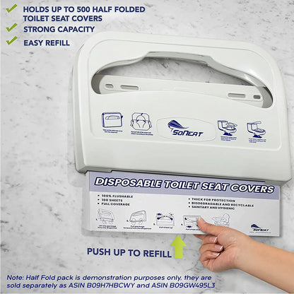 SoNeat Toilet Seat Cover Dispenser - Wall Mount Plastic Dispenser for Disposable Half Fold Toilet Seat Liner - Heavy Duty, Portable, Lightweight Holder for Commercial and Residential Use