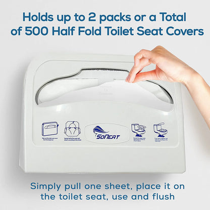 SoNeat Toilet Seat Cover Dispenser - Wall Mount Plastic Dispenser for Disposable Half Fold Toilet Seat Liner - Heavy Duty, Portable, Lightweight Holder for Commercial and Residential Use