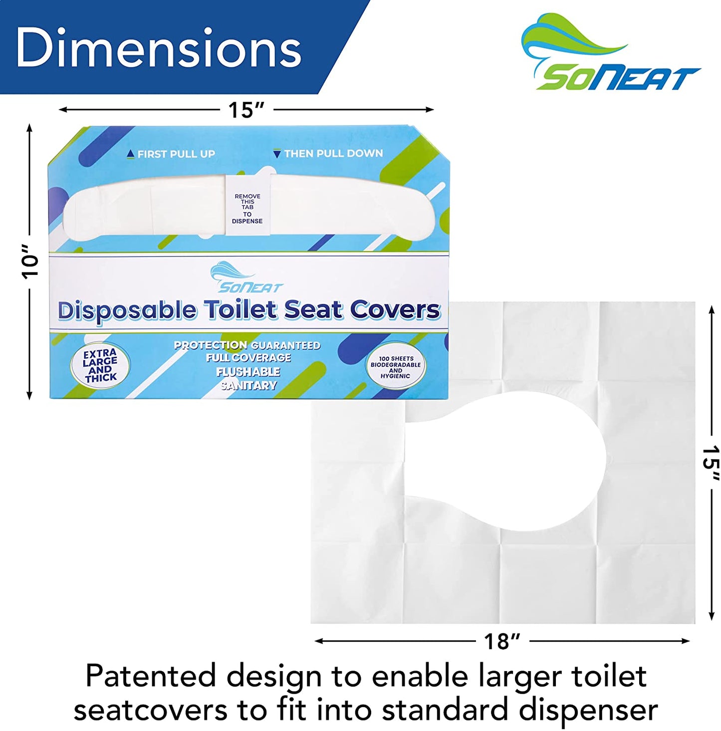 SoNeat Paper Toilet Seat Covers - Disposable Virgin Paper - 2 Packs of 100 - Half-Fold Toilet Seat Cover - Flushable Paper and Commercial Toilet Seat Cover, Colorful